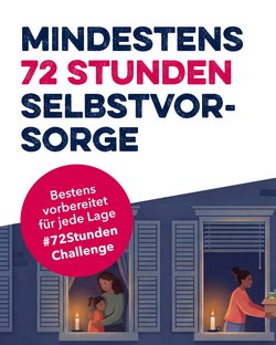 Ein Banner mit dem Text "Mindestens 72 Stunden Selbstvorsorge"